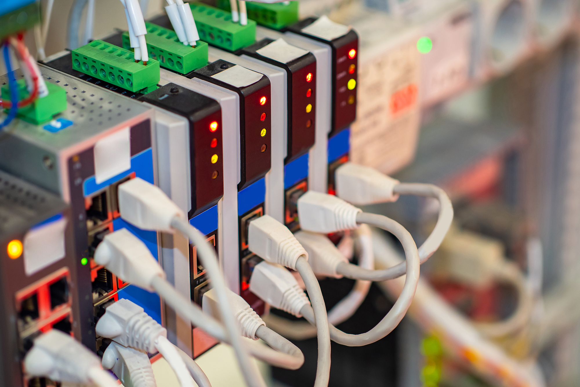 Telecommunication systems. Electrical or network equipment is a big fan. Fragment of telecommunication equipment. It is intended for Internet supply of company. Concept - telecommunication systems