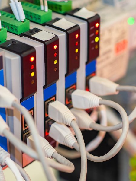 Telecommunication systems. Electrical or network equipment is a big fan. Fragment of telecommunication equipment. It is intended for Internet supply of company. Concept - telecommunication systems